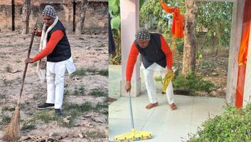 सूर्यमुनि तिवारी- सहरोई चंदौली के श्री हनुमान जी मंदिर परिसर में स्वच्छता अभियान में शामिल होकर दिया श्रमदान