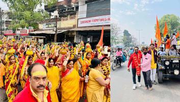 अनुराग पाण्डेय- समाज कल्याण व सनातन धर्म के उत्थान के संकल्प के साथ श्री कल्याण गिरि मंदिर से निकली कलश यात्रा