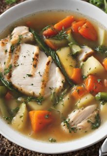 Collagen Rich Chicken Soup with Grilled Veggies