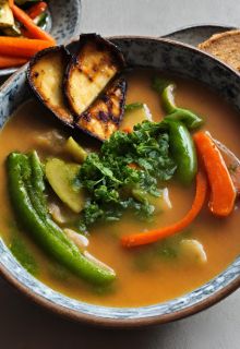 Veg Soya Soup with Grilled Veggies