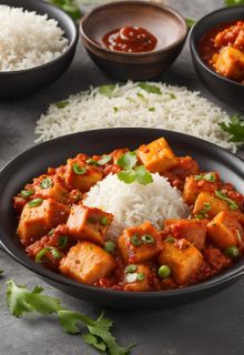 Schezwan Paneer & White Rice