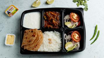 Mix V. Korma, Laccha Paratha, Rice, Salad Raita