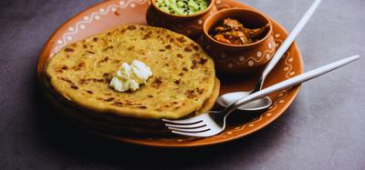 Aloo Pyaz Paratha (2) & Achaar, Dahi