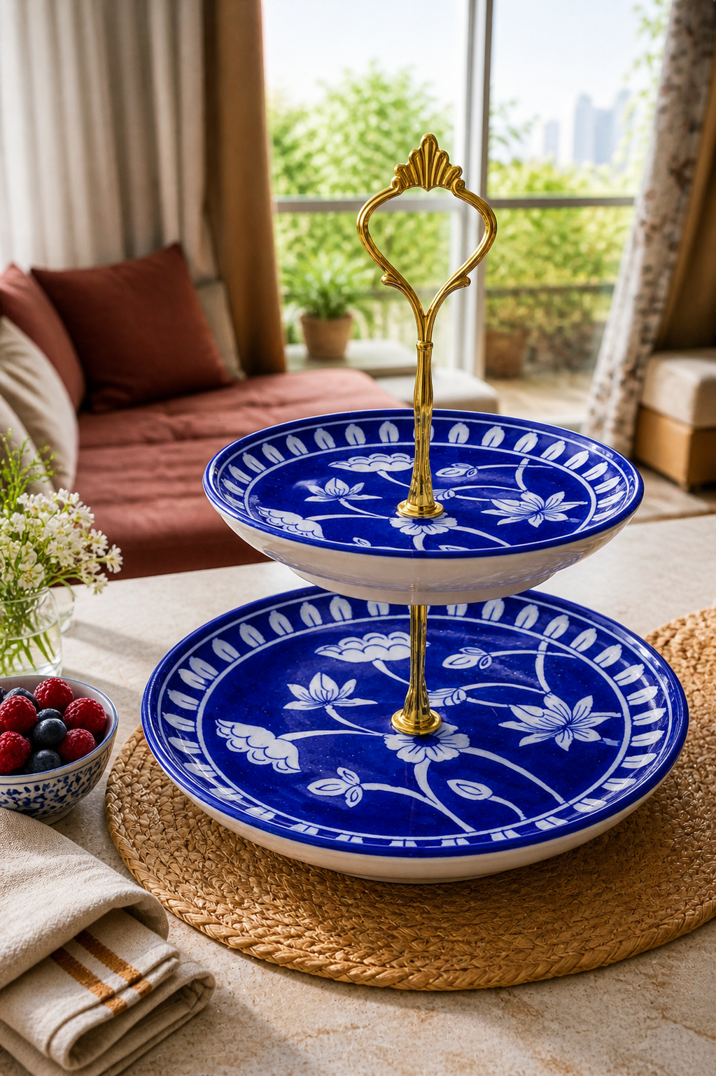 Blue Lotus Serverware with Stand