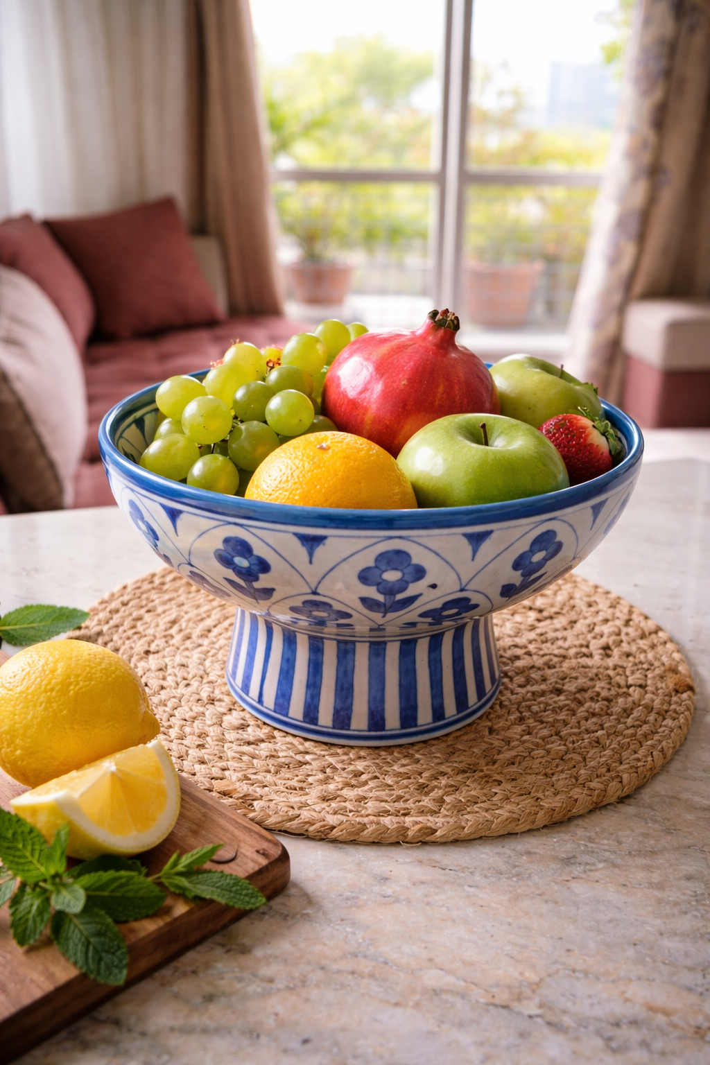 Mini Blue Flowers Fruit Bowl